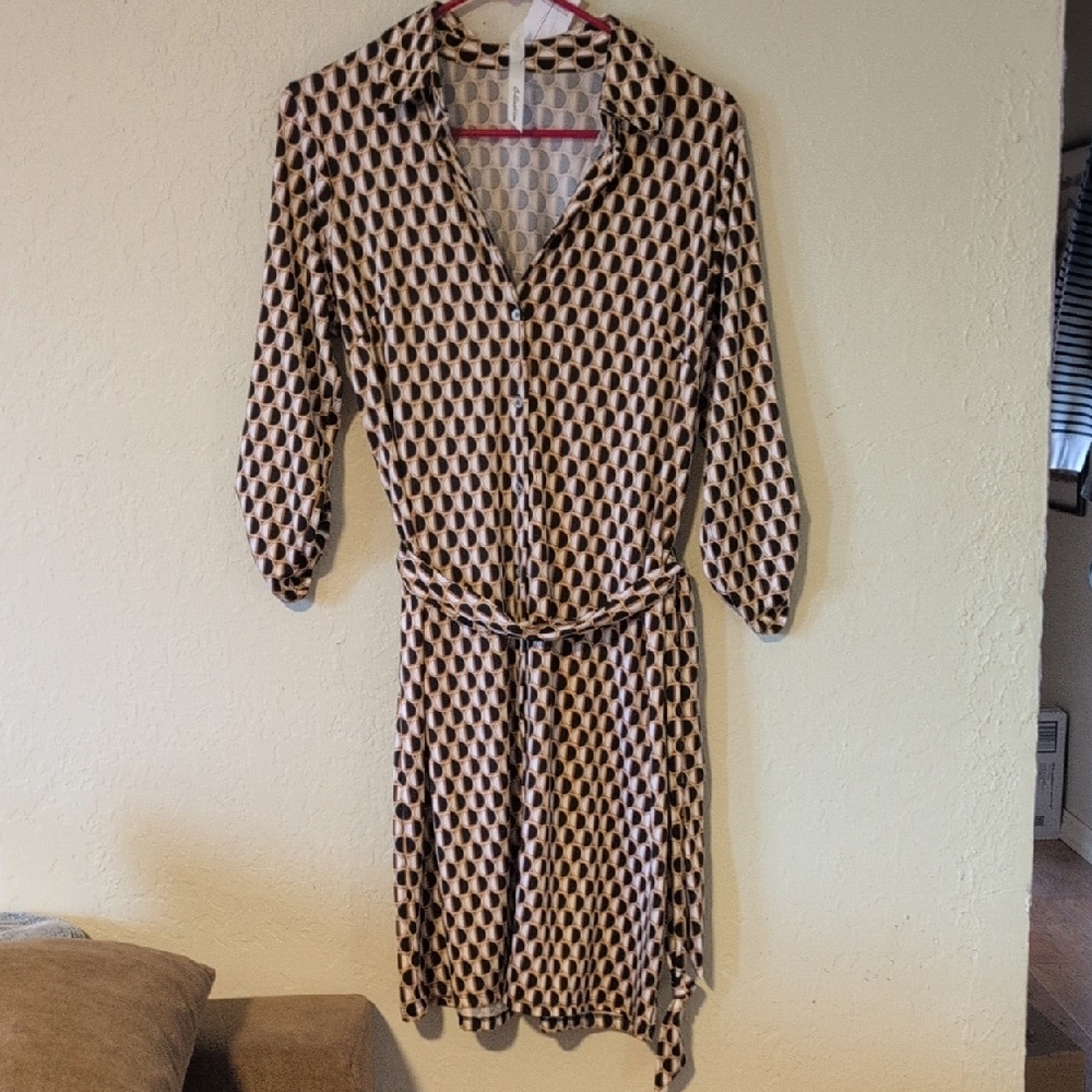 IC COLLECTION Black and Cream Long Sleeve Dress NWT'S